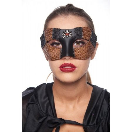 PERFECTPRETEND Black Steampunk Mask with Skull & Red Eyes PE2606767